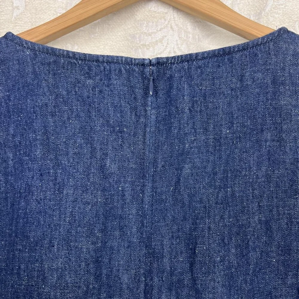 COS organic cotton hemp denim shift dress cuffed short sleeve summer classic 10 - Picture 8 of 11